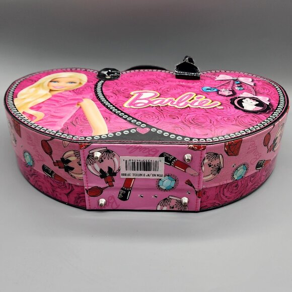 Barbie Double Handled Heart-Shaped Vanity Case with Mirror - Pink Beauty Makeup - Picture 10 of 10